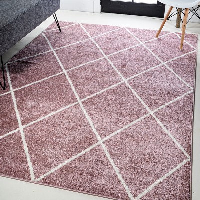 Cole Minimalist Diamond Trellis Round Area Rug - JONATHAN Y