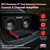 Crunch 2 Channel 1000 Watt Amp Car Audio Stereo Amplifier and MTX 12 Inch 1200 Watt Car Audio Dual Loaded Subwoofer Box Enclosure (2 Pack) - 3 of 4
