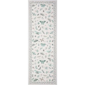Modern Insect Floral Area Rug - Non-Slip Stain-Resistant Low Pile Carpet, Machine Washable Ultra-Soft Accent Mat for Living Room, Bedroom Kitchen - 1 of 4