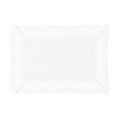 White Lace Border Rectangle Polyester Placemats Set