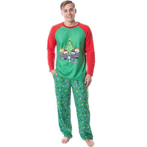 Peanuts Mens' Christmas Holiday Season Sing Along Sleep Pajama Set ...