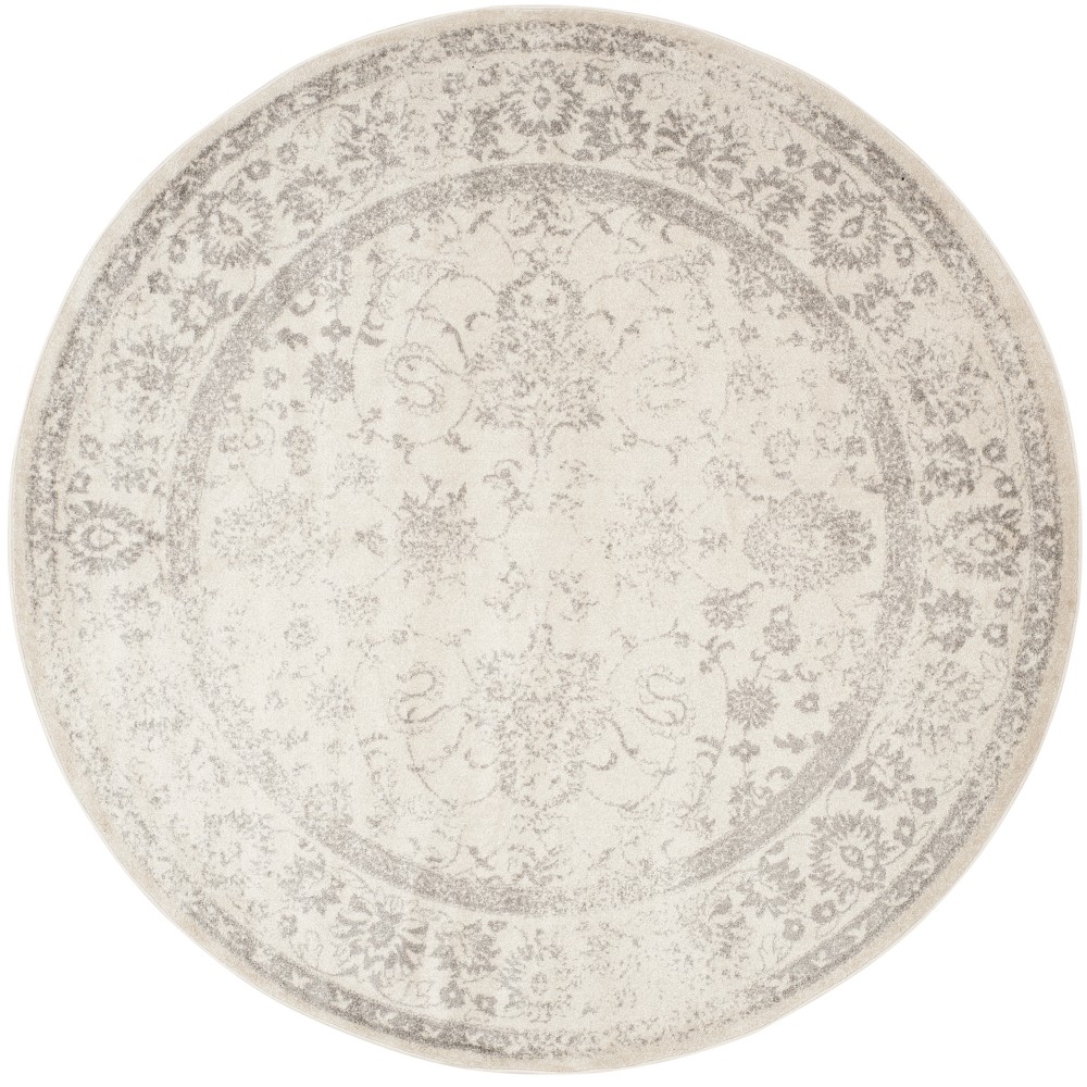 9'x9' Round Medallion Loomed Rug Ivory/Silver Round - Safavieh