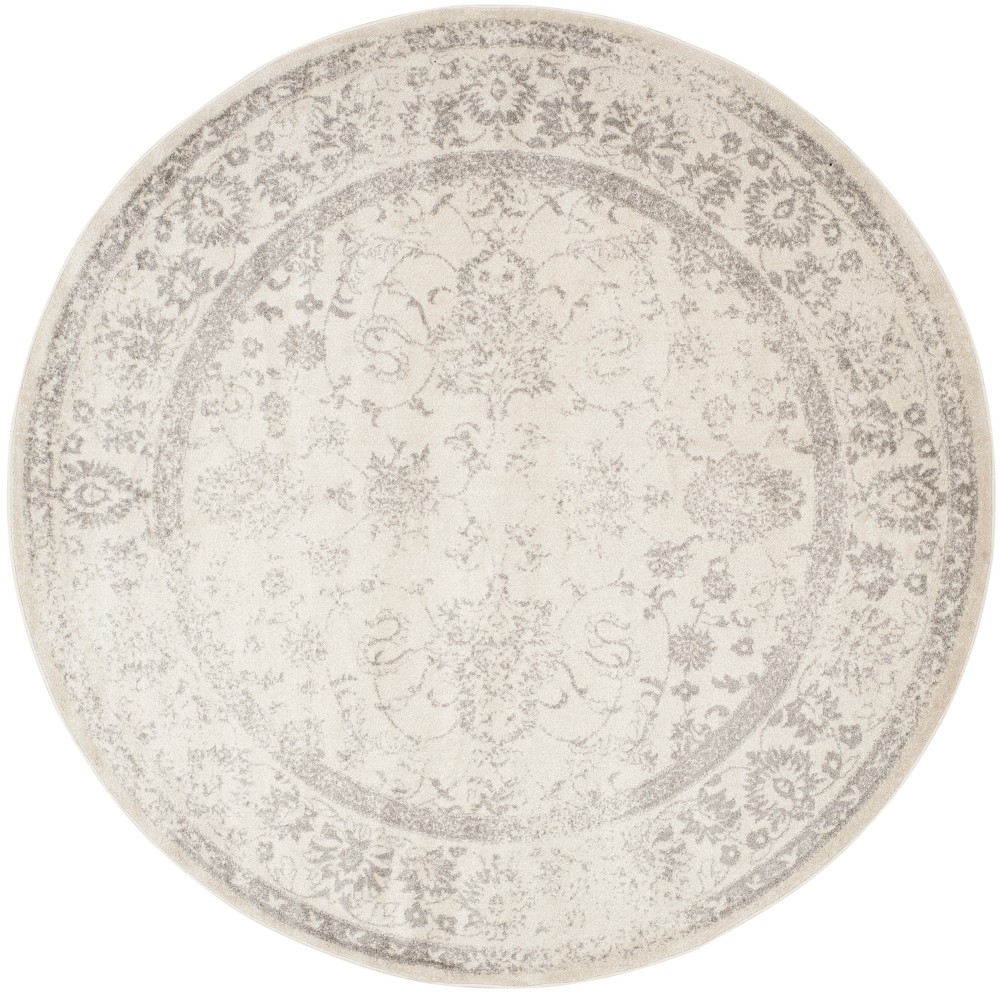  Round Medallion Loomed Rug Ivory/Silver Round