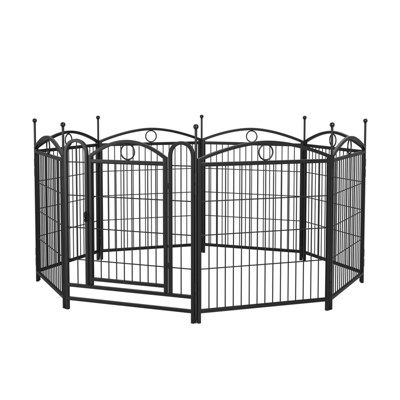 VisioGear Pet Doors, Gates and Pens, 8 Panels Pet Dog Fence with Doors, Foldable Pet Pen for Pet Exercise, Black, 52"*52"*31"