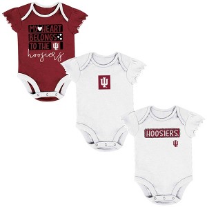 NCAA Indiana Hoosiers Infant Girls' 3pk Bodysuit Set - 1 of 4