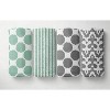 Bacati - Ikat Dots Stripes Mint Grey Neutral 10 pc Crib Set with 2 Crib Fitted Sheets 4 Muslin Swaddling Blankets - 2 of 4