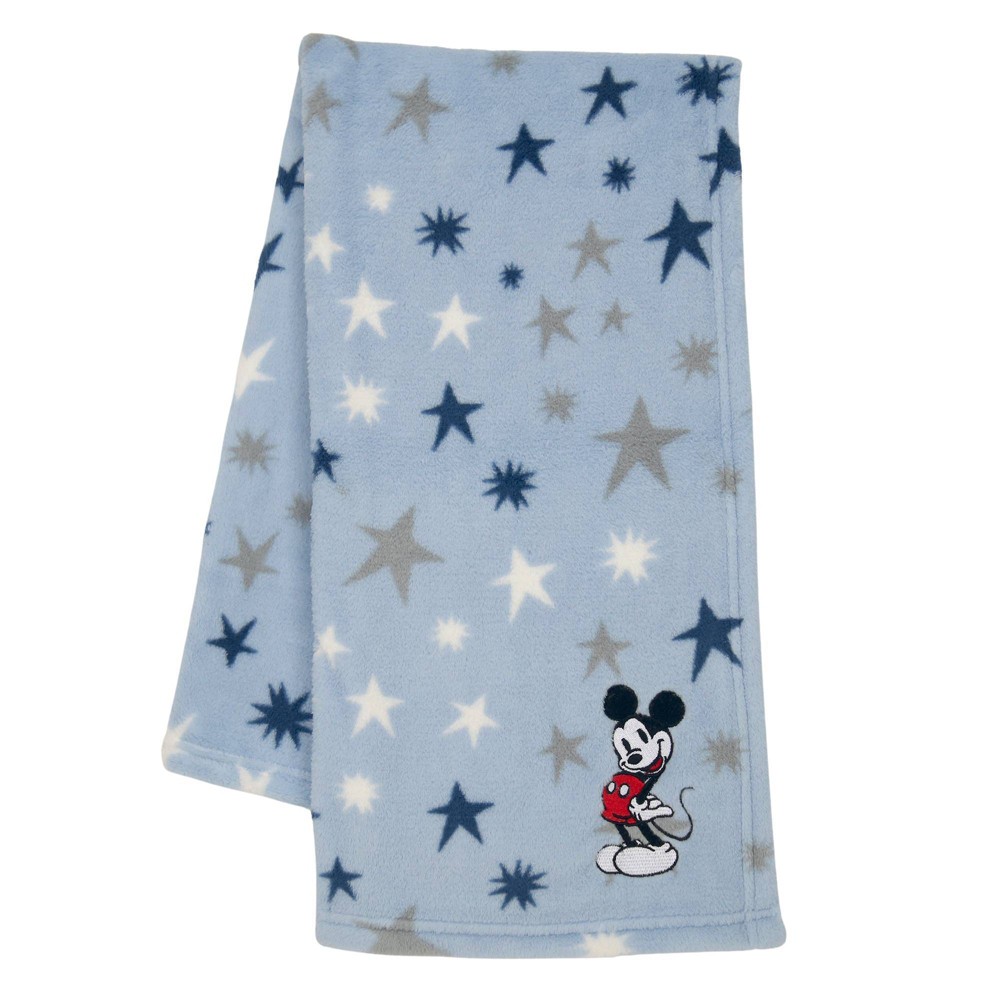 Photos - Duvet Lambs & Ivy Disney Baby Mickey Mouse Appliqued Blue Star Fleece Baby Blank
