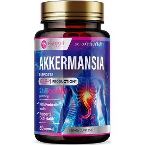 Akkermansia Probiotic Supplement - 2 Billion AFU GLP-1 Supplement with Prebiotic Fiber - Akkermansia Muciniphila GLP-1 Probiotics - 60 Capsules - 1 of 4