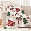 1pc Room Decoration Blanket Gingerbread Man, Christmas Tree, Red And White Striped Pattern Flannel Blanket, Holiday Gift. - 2 of 4