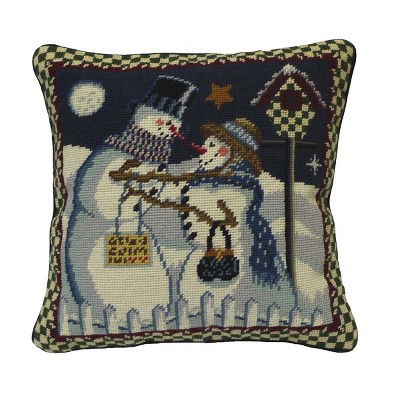 C&F Home 14" x 14" Snowman Couple Needlepoint Pillow