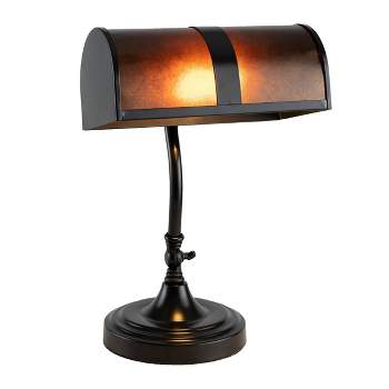 Bankers Lamp with Amber Mica Shade (Includes LED Light Bulb)