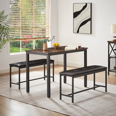 VYNXARIA Dining Table Set,Bar Table with 2 Dining Benches,Kitchen Table Counter with Chairs,for Kitchen Breakfast,Living Room,Party Room