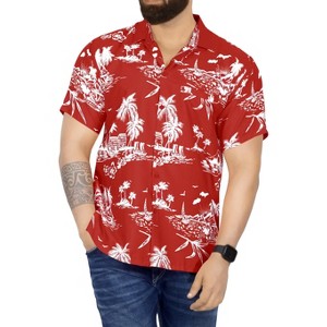 LA LEELA Mens Hawaiian Shirts Short Sleeve Button Down Shirt Men's Hawaii Shirts Boho Vacation Casual Summer Beach Shirts for Men Funny - 1 of 4