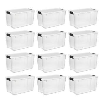 Sterilite 30 Qt Ultra Latch Box, Stackable Storage Bin with Lid, Plastic  Container with Heavy Duty Latches to Organize, Clear and White Lid, 6-Pack