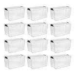 Sterilite 70 Quart Clear Plastic Stackable Storage Container Bin Box Tote with White Latching Lid Organizing Solution for Home & Classroom
