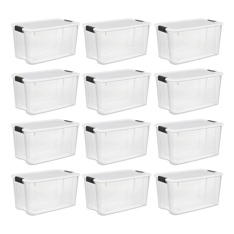 Sterilite 70 Quart Clear Plastic Stackable Storage Container Bin Box Tote with White Latching Lid Organizing Solution for Home & Classroom, 1 of 7