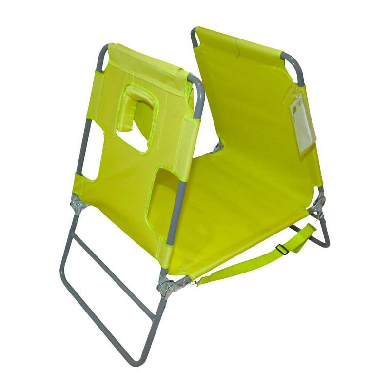 Ostrich Chaise Lounge Outdoor Portable Folding 3 Position Chair for Beach, Patio, Camp, and Pool with Carrying Strap, Neon Green (3 Pack), 4 of 7