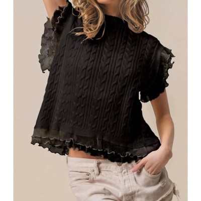 Women's Layered Chiffon Sweater Top - BiBi