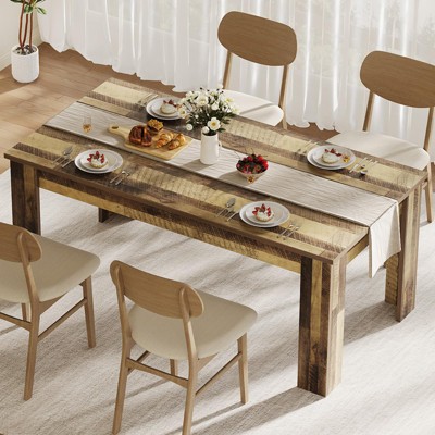 63″ Farmhouse Rectangular Dining Table for 4–6, 1.18″ Thick MDF Wood Kitchen & Dining Room Table for Apartment/Small Space with 300 lb Load Capacity