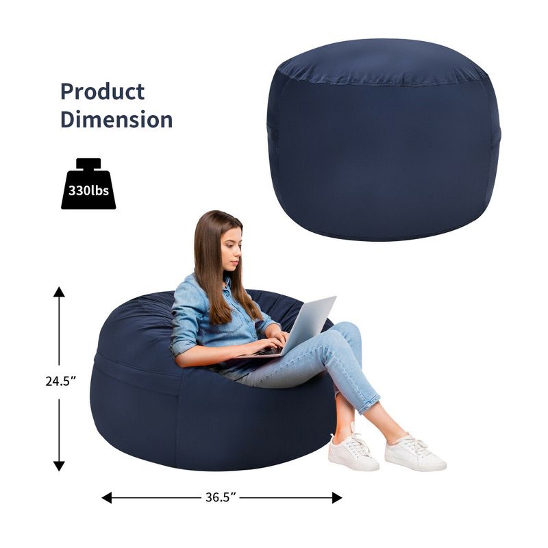 Costway 3' Bean Bag Chair w/ Microfiber Cover & Independent Sponge Filling, 2 of 11