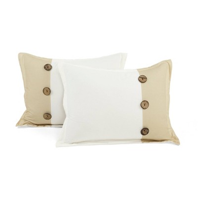 King Linen Button Cotton Farmhouse Comforter Set