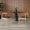 Set of 2 Mid-Century Modern Faux Leather Dining Chairs with Solid Wood Frame, Armless Chairs for Dining Room or Living Spaces-Panipeachy - 2 of 4