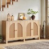ORRD Rattan Sideboard Buffet Cabinet with 4 Doors, 59" Farmhouse Storage Console with Adjustable Shelves for Dining & Living Room - 3 of 4