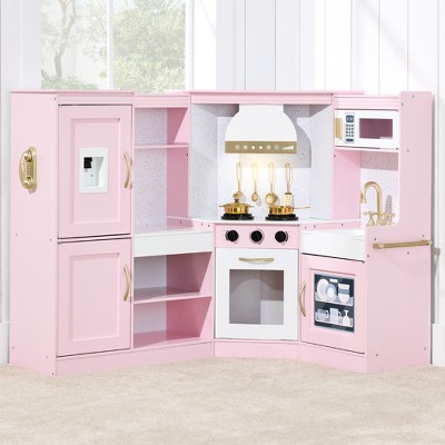 Best Choice Products Pretend Play Corner Kitchen, Ultimate Wooden Toy Set for Kids w/ 6 Accessories