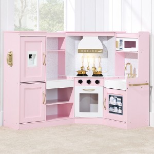 Best Choice Products Pretend Play Corner Kitchen, Ultimate Wooden Toy Set for Kids w/ 6 Accessories - 1 of 4
