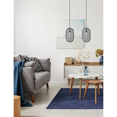 Landon Black Glass Faceted Pendant Light with Adjustable Height