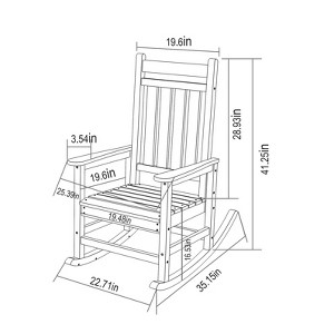 Gulches 3-Piece All Weather Rocking Chair Set Grey Wood-Texture, 2 Rockers + Side Table, Ergonomic Reclined Back, 380lbs Capacity for Patio - 1 of 4