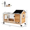 Skyzone Yellow Fir Wood Rabbit Hutch with Steel Run, Slide-out Tray, Wheels & Lockable Doors for - 2 of 4
