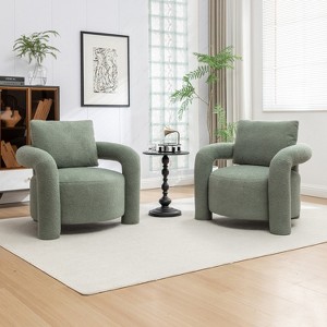 SEYNAR Mid Century Modern Teddy Upolstered Accent Chair with Poilow Set of 2 - 1 of 4