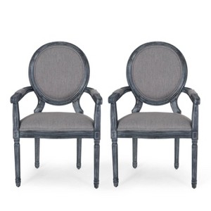 Set of 2 Judith French Country Wood Upholstered Dining Chairs - Christopher Knight Home - 1 of 4