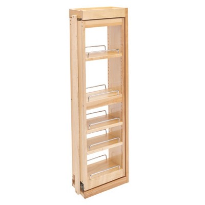 Rev-A-Shelf 6 Inch Width Wood Kitchen Wall Cabinet Filler Pull-Out Organizer  with Soft-Close Slides, for 30 Inch Height, Natural, Min. Cabinet Opening:  6 W x 11-1/8 D x 30 H 432-WFBBSC30-6C