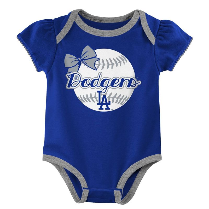 MLB Los Angeles Dodgers Baby Girls' 3pk Bodysuit, 4 of 5