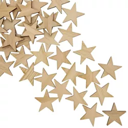 Bright Creations 50 Pack Unfinished Wood Star Cutouts for Crafts, 2 in