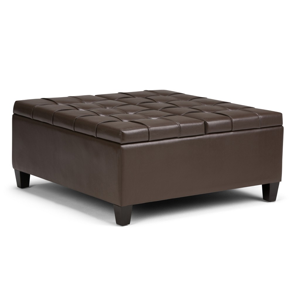 Photos - Pouffe / Bench 36" Elliot Coffee Table Storage Ottoman Faux Leather Chocolate Brown - Wyn