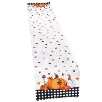The Lakeside Collection Plaid Pumpkin Harvest Tabletop Runner - Autumn Dining Room Accent