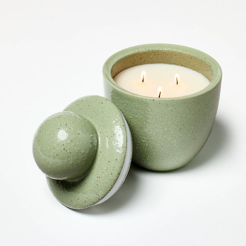 3-Wick 18oz Ceramic Green Flame Candle with Knob Lid - Threshold&#8482; designed with Studio McGee, 4 of 11
