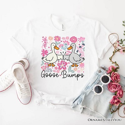 Funny Goose Bumps Floral T-Shirt, White, Natural and Black Sarcastic Goose Tee Gifts| OrnamentallyYou