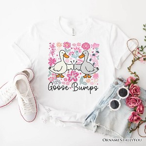 Funny Goose Bumps Floral T-Shirt, White, Natural and Black Sarcastic Goose Tee Gifts| OrnamentallyYou - 1 of 4
