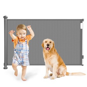 iMountek"Retractable Baby Safety Gate 58.3in Extra Wide for Toddlers, Dogs - Punch & Punch-Free Kit"Black Grey - 1 of 4