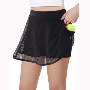 Girls Athletic Tennis Skirts Shorts Elastic High Waisted Mesh Golf Sport Skorts with 2 Pockets for Kids 4-13Y - 1 of 4