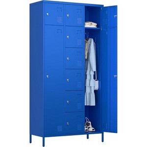AOBABO 10 Doors Metal Lockers for Employees School Office Gym Home Storage,15.75" D x 35.43" W x 72" H,Blue,Assembly Required - 1 of 4