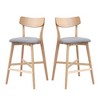 DOMETOUR Modern Wooden Bar Chairs Set of 2 Soft Upholstered Kitchen Island Chairs Counter Height Stool with Backrest for Pub Restaurant - 4 of 4