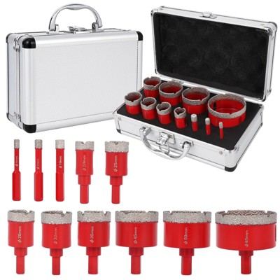 Diamond Tile Hole Saw Kit 10pcs, for Tile Porcelain Ceramic Marble with Chamfer Drill Bit and Hexagonal Shank Adapter