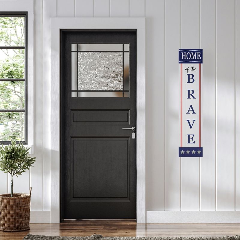 Northlight 36" Home of the Brave Patriotic Wooden Porch Board Sign Decoration, 2 of 7
