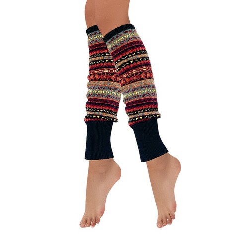 Wrapables Women s Bohemian Winter Warm Long Leg Warmers Knee High Boot Socks Black Target