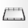 HomeRoots Natural Finish Metal With Mirrored Glass Bottom And Railing Handle Tray - 4 of 4